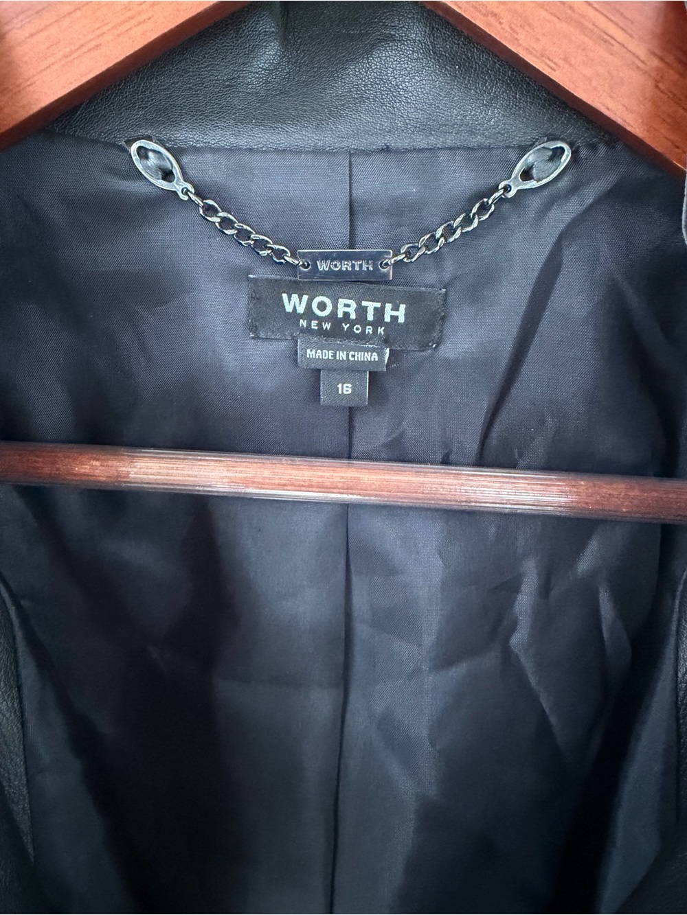 WORTH New York 100% Genuine Leather Quilted Moto Jacket Black Size 16 - Picture 3 of 12